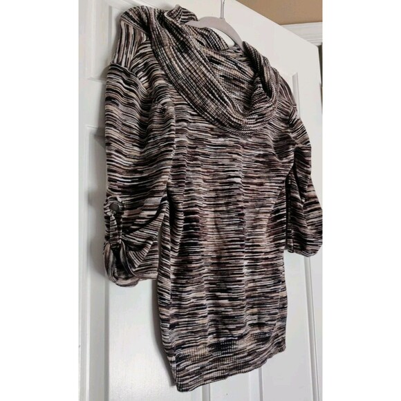 Covington Womens Blouse Top Cowl Neck Size Small S Sm Brown Geometric Fall Shirt - Picture 3 of 15